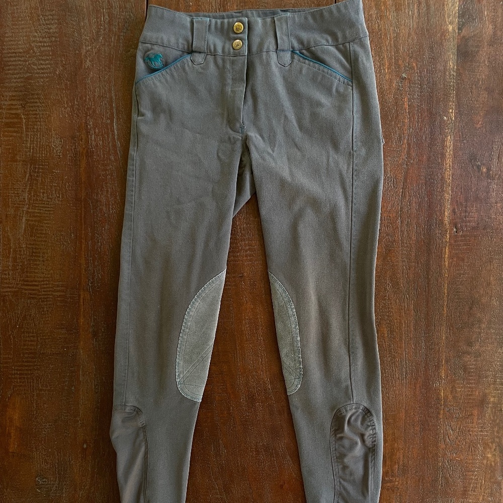 Piper Knee-Patch Breech by Smartpak, Grey/Teal